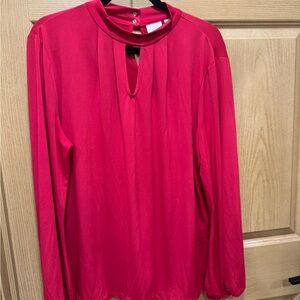 Elegant Red Keyhole Blouse